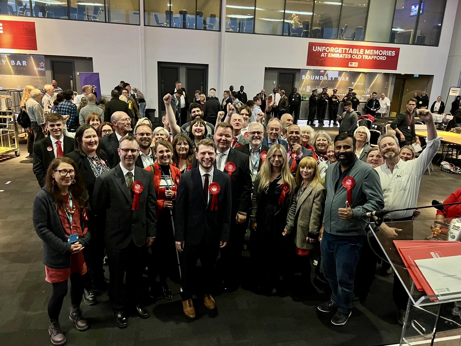 Local Labour activists with Connor at the Altrincham & Sale West vote count.