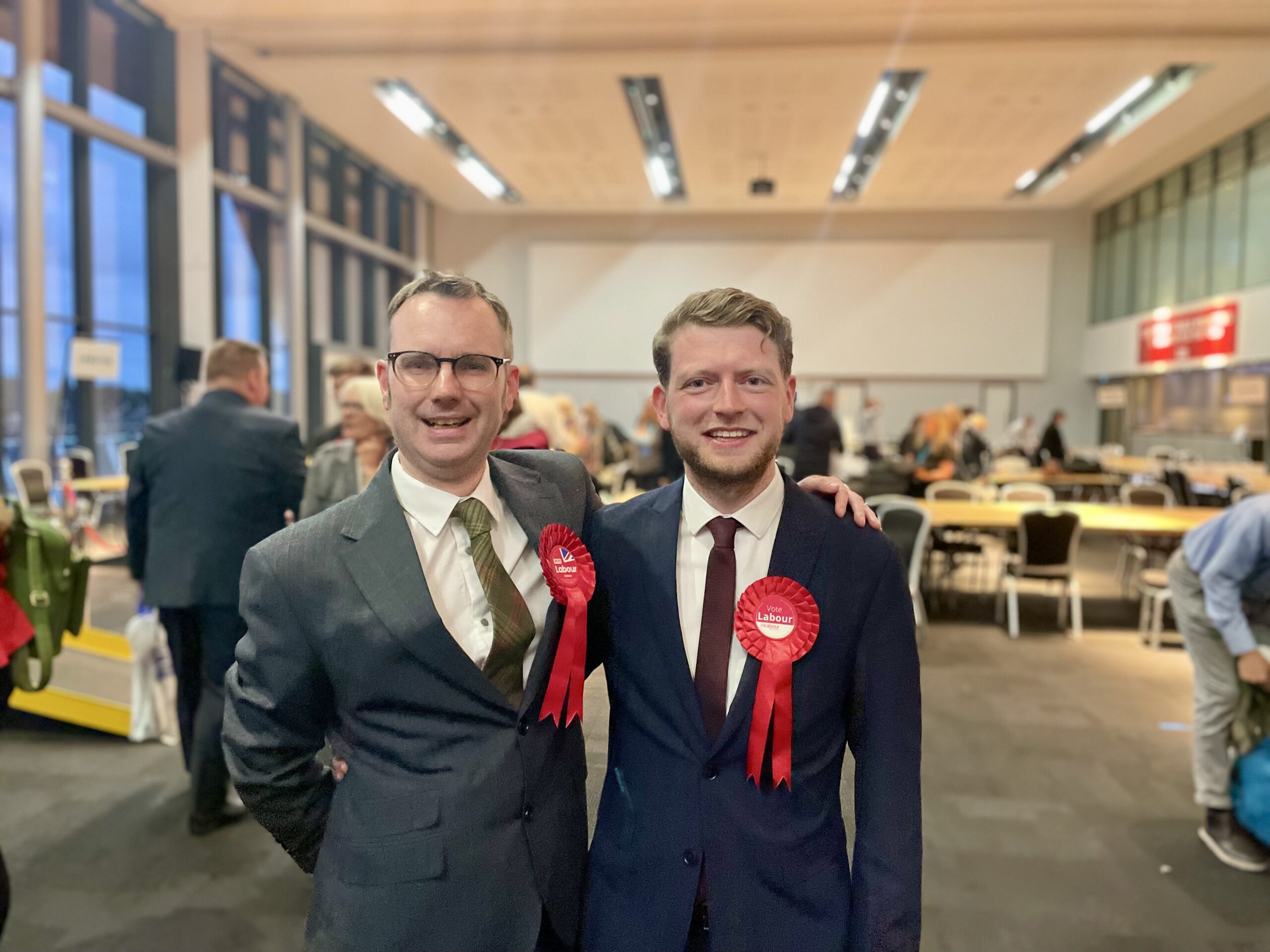 Tom and Connor Rand MP following his election victory.