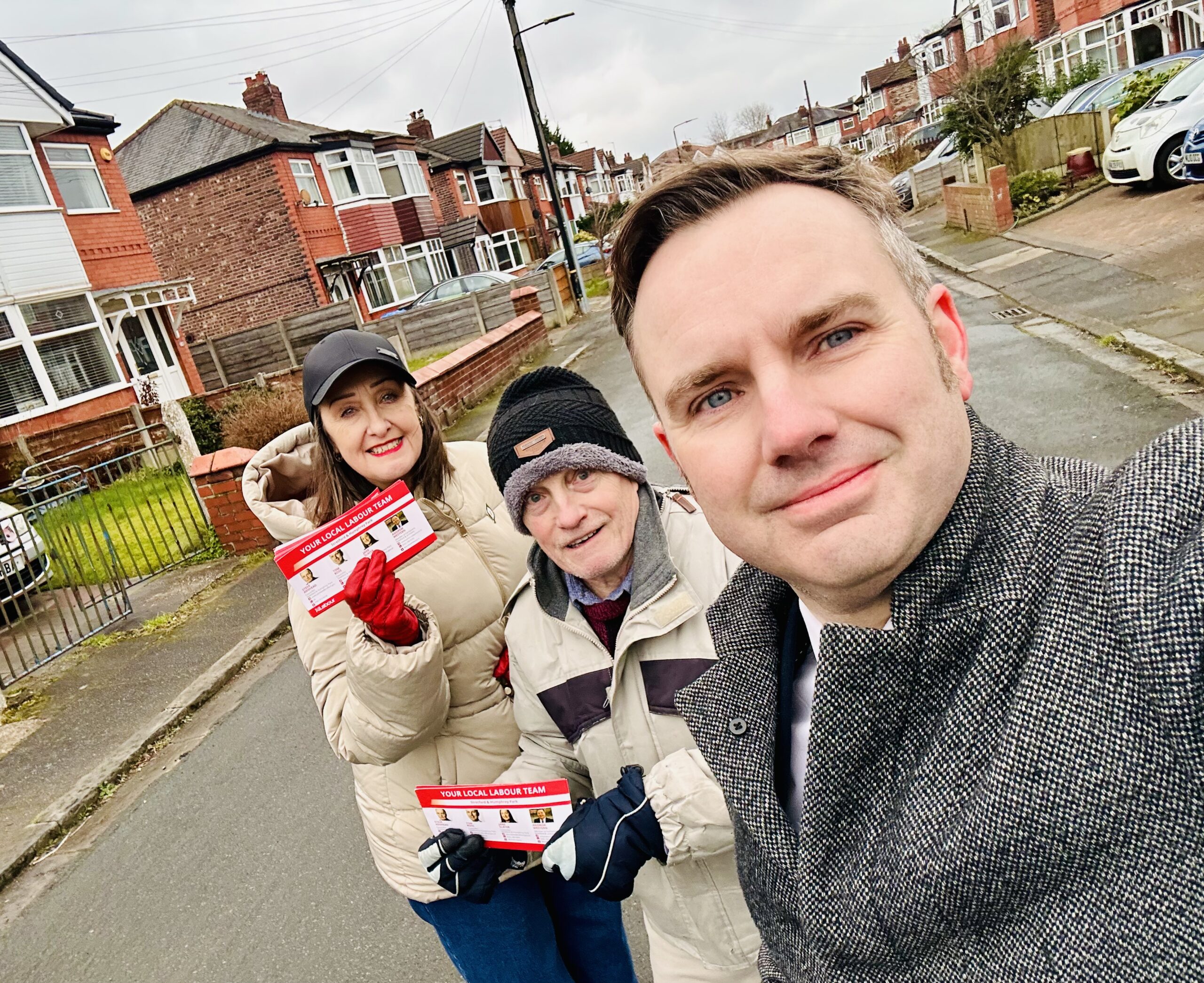 On the doorstep in Stretford with Jane and Steve
