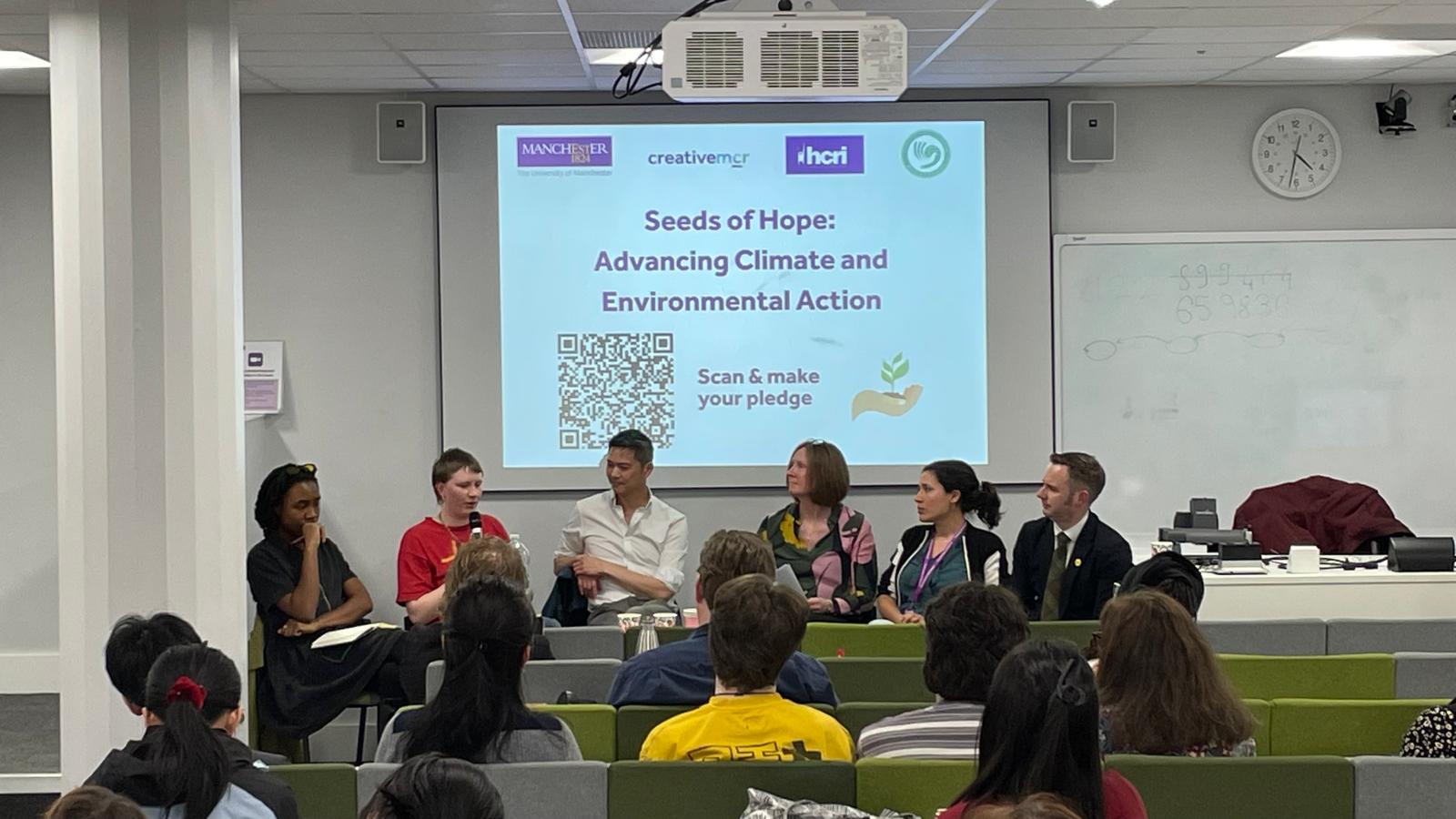 Tom at a Manchester University Seeds of Hope panel event