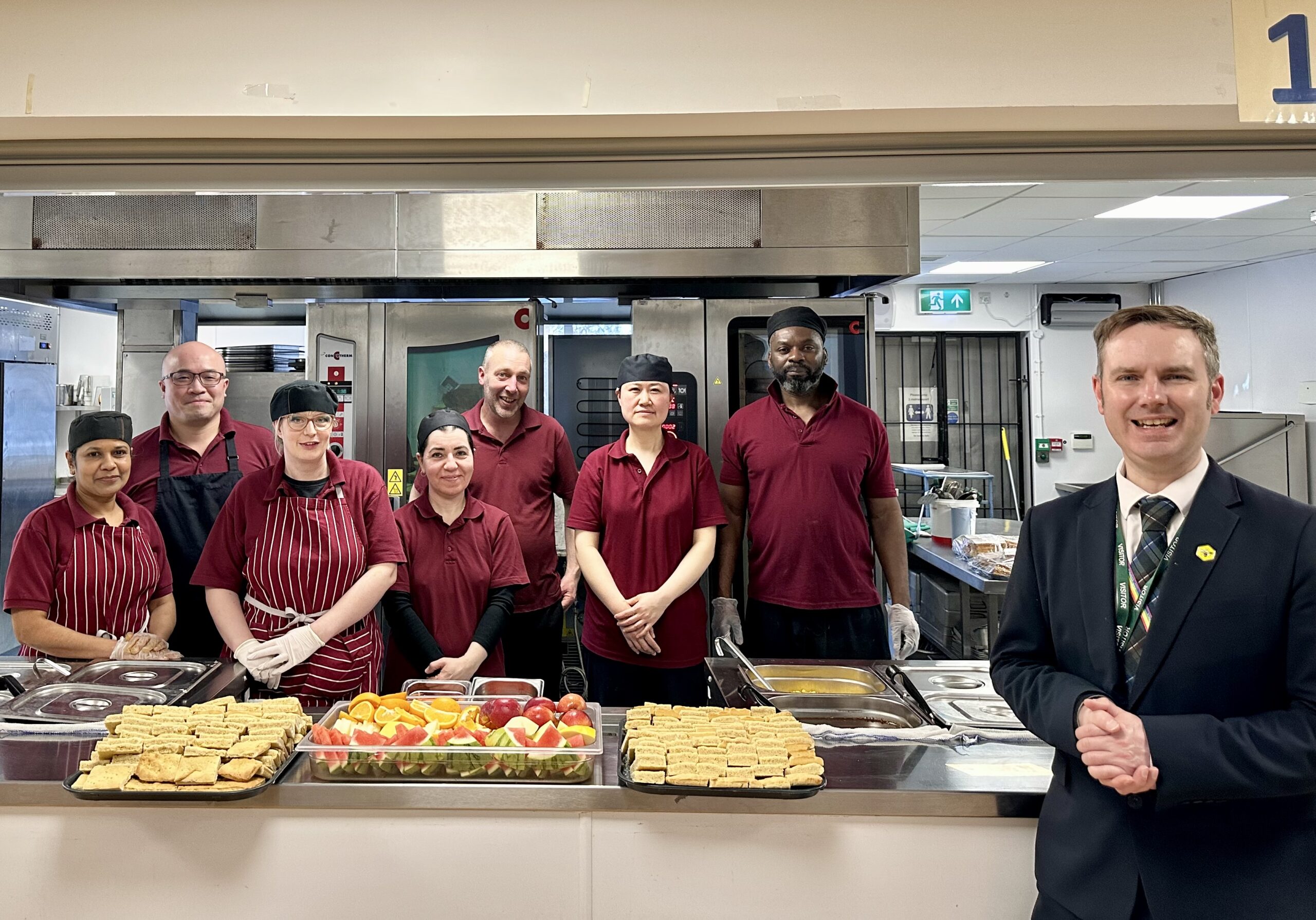 Tom with the School Catering Team at Bowdon Church School