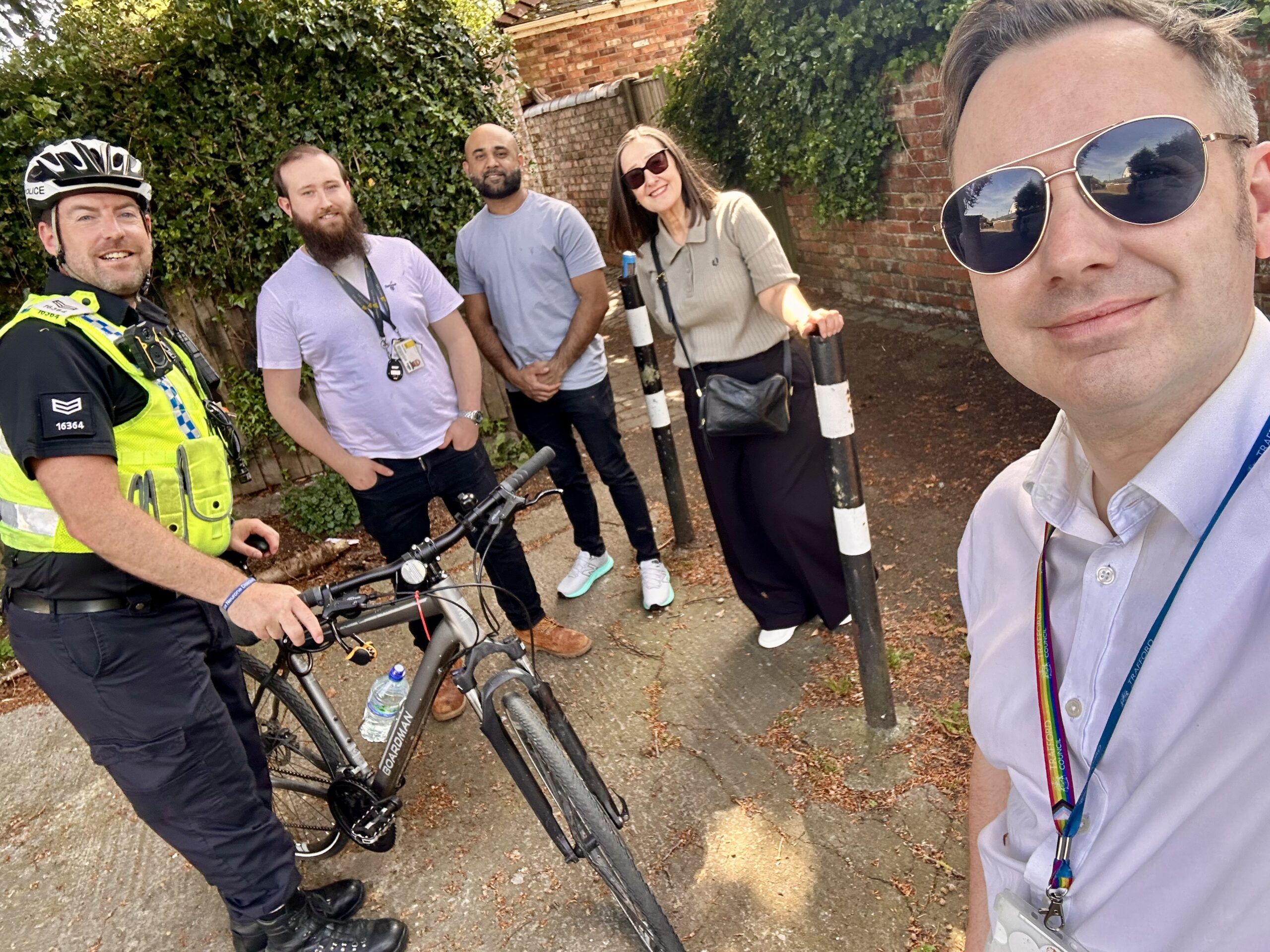 Tom with Cllr Jane Slater on a site visit in Stretford