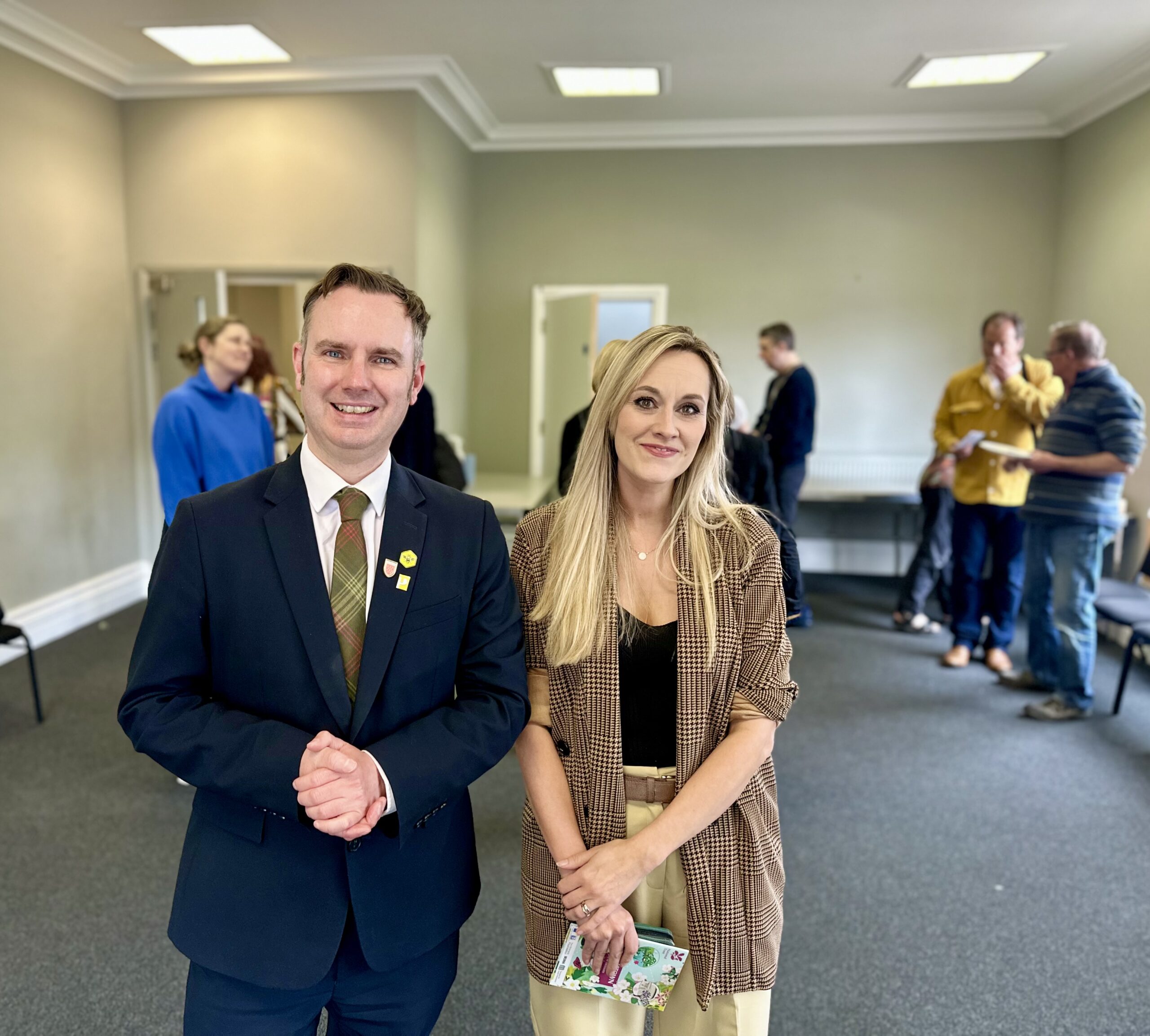 Tom with Cllr Eve Parker at Waterside Arts Centre