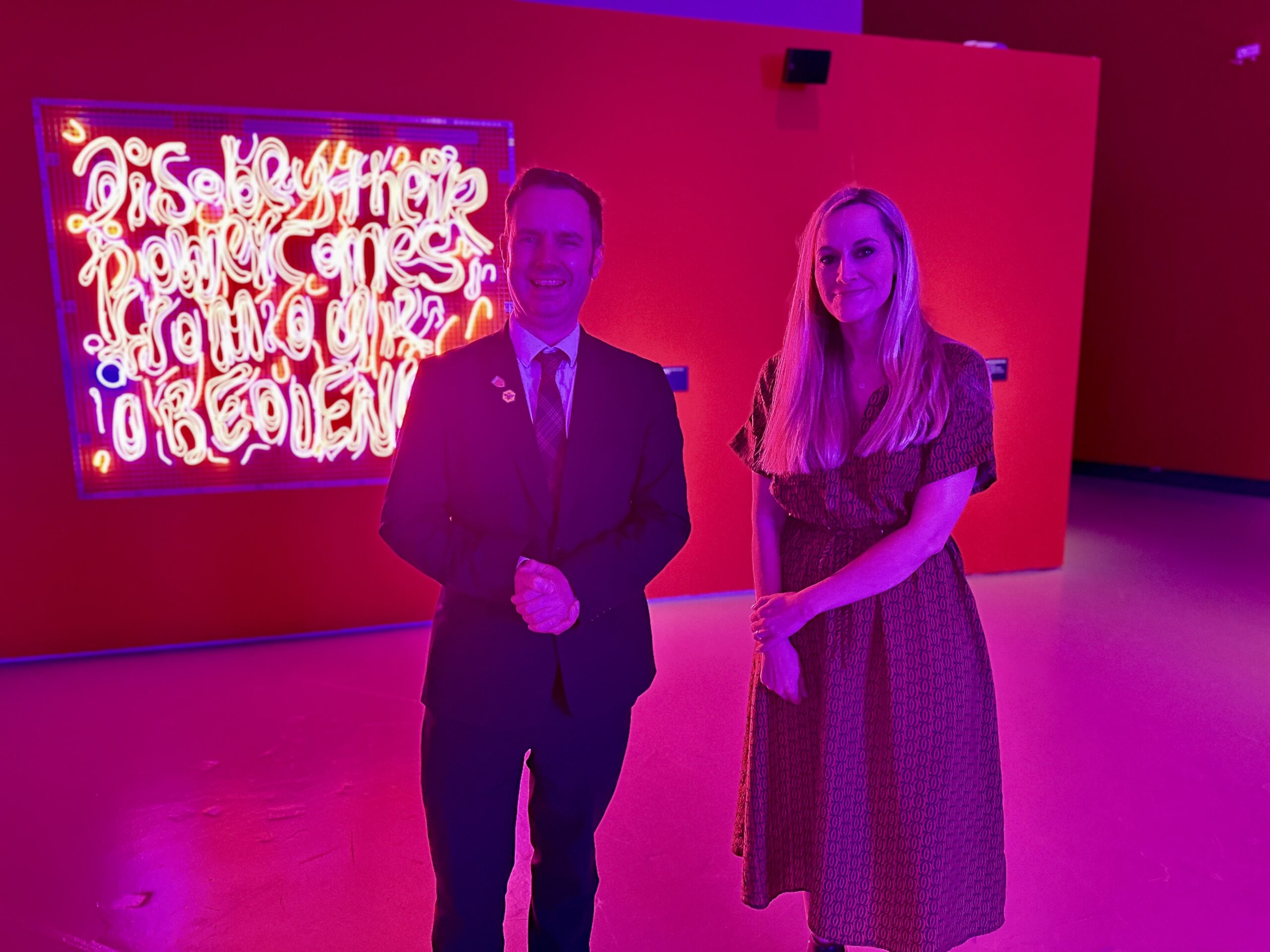 Tom with Cllr Eve Parker at the Imperial War Museum North