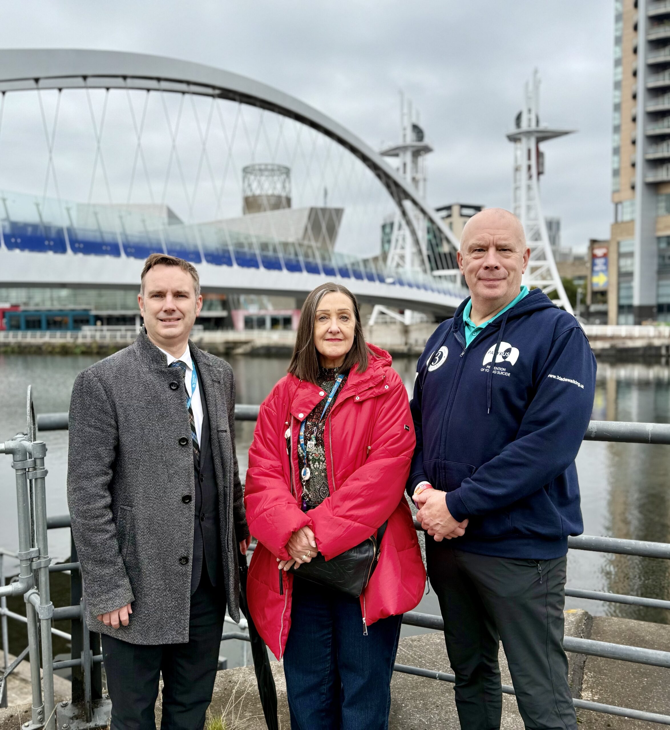 Tom with Cllr Jane Slater and Mike from 3 Dads Walking on a Walk of Hope